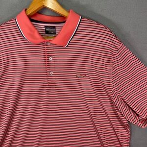 Greg Norman Polo Shirt Mens XXL Red‎ Striped Golf Performance Play Dry